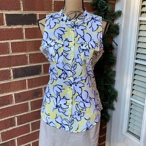 Banana Republic yellow/white/navy blue sleeveless